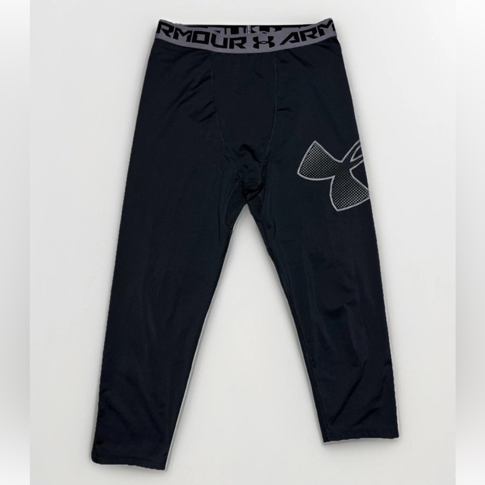 Under Armour Boys Heatgear ¾ Fitted Leggings Youth Size XL | Black